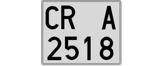 CR2518A matricula cuadrada