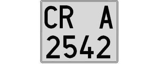 CR2542A matricula cuadrada