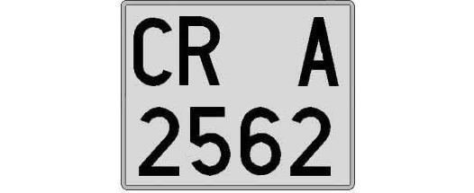 CR2562A matricula cuadrada