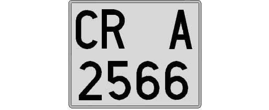 CR2566A matricula cuadrada