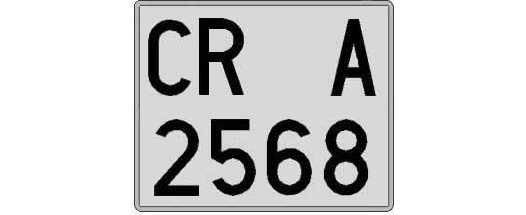 CR2568A matricula cuadrada