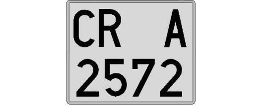 CR2572A matricula cuadrada