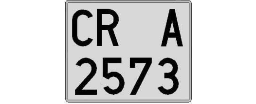 CR2573A matricula cuadrada