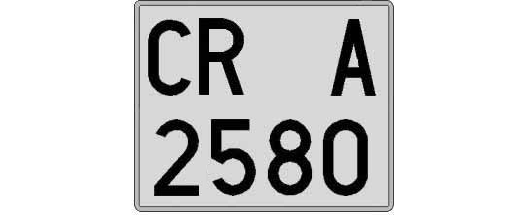 CR2580A matricula cuadrada
