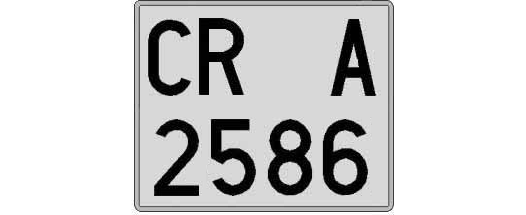 CR2586A matricula cuadrada