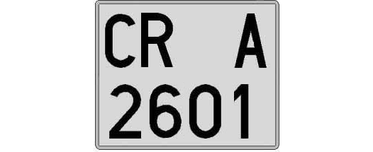 CR2601A matricula cuadrada