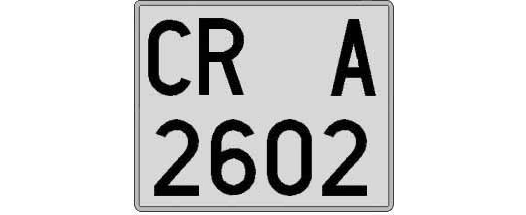 CR2602A matricula cuadrada