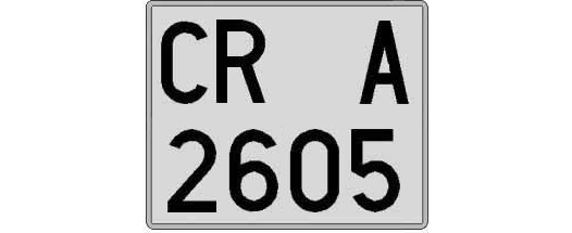 CR2605A matricula cuadrada