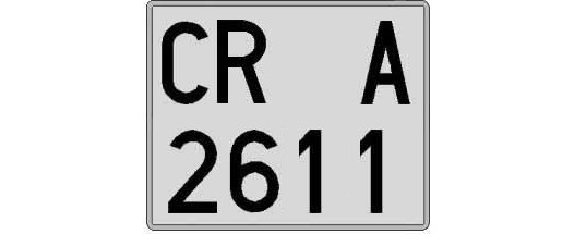 CR2611A matricula cuadrada