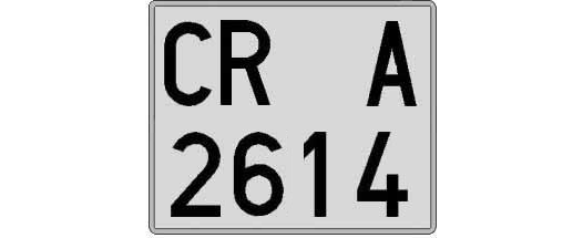 CR2614A matricula cuadrada