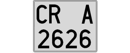 CR2626A matricula cuadrada