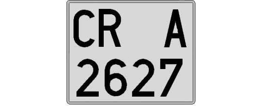 CR2627A matricula cuadrada