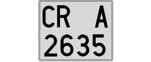 CR2635A matricula cuadrada