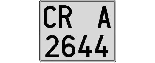 CR2644A matricula cuadrada