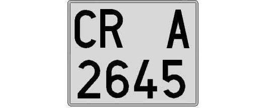 CR2645A matricula cuadrada