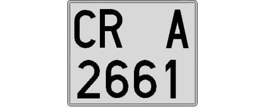 CR2661A matricula cuadrada