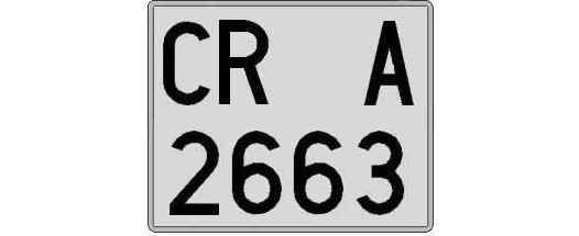 CR2663A matricula cuadrada