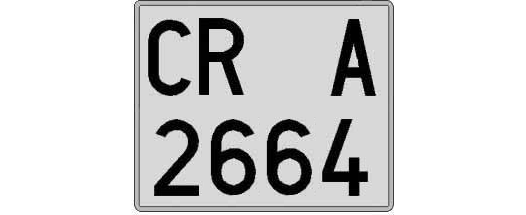 CR2664A matricula cuadrada
