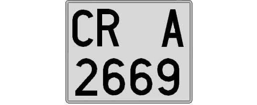 CR2669A matricula cuadrada