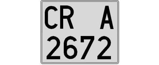 CR2672A matricula cuadrada