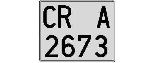 CR2673A matricula cuadrada