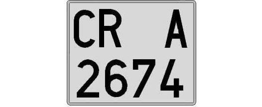CR2674A matricula cuadrada