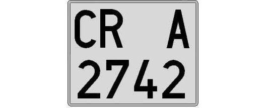 CR2742A matricula cuadrada