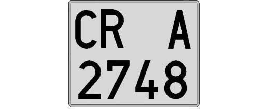 CR2748A matricula cuadrada