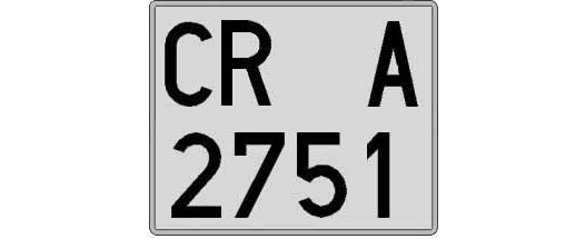 CR2751A matricula cuadrada
