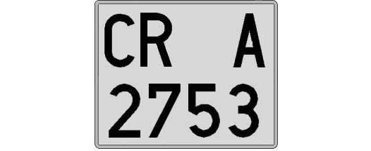 CR2753A matricula cuadrada