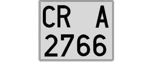 CR2766A matricula cuadrada