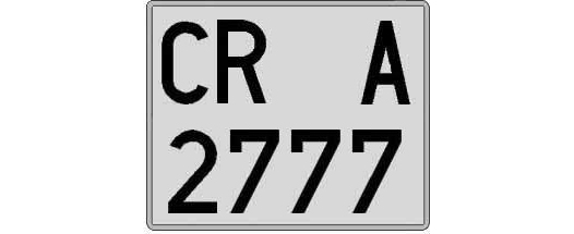 CR2777A matricula cuadrada