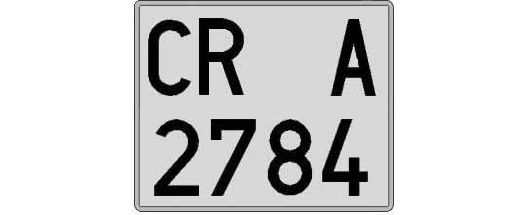 CR2784A matricula cuadrada