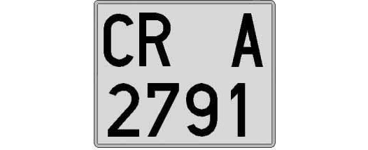 CR2791A matricula cuadrada
