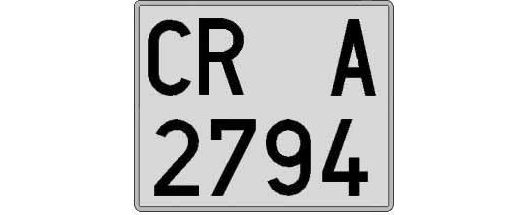 CR2794A matricula cuadrada