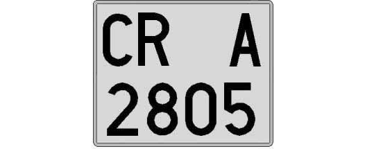 CR2805A matricula cuadrada