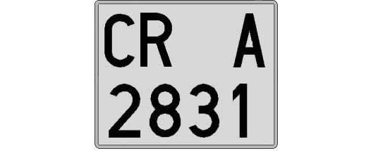 CR2831A matricula cuadrada