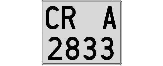 CR2833A matricula cuadrada