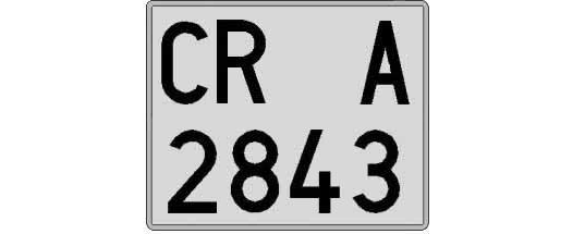CR2843A matricula cuadrada