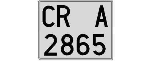 CR2865A matricula cuadrada