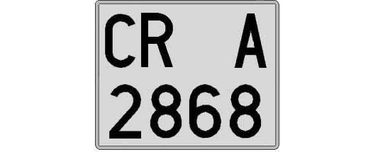 CR2868A matricula cuadrada