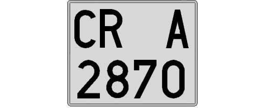 CR2870A matricula cuadrada