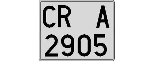 CR2905A matricula cuadrada