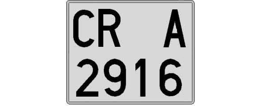 CR2916A matricula cuadrada