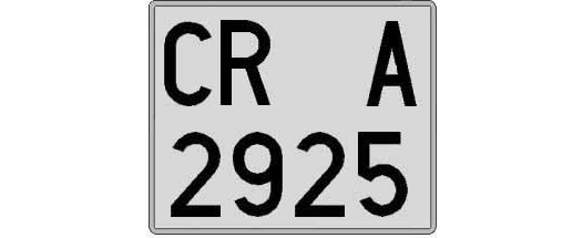 CR2925A matricula cuadrada
