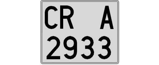 CR2933A matricula cuadrada