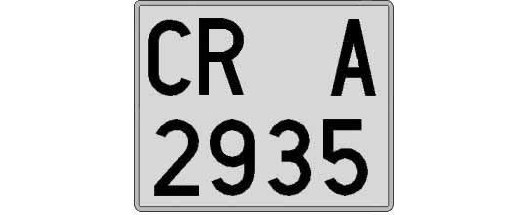 CR2935A matricula cuadrada