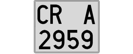 CR2959A matricula cuadrada