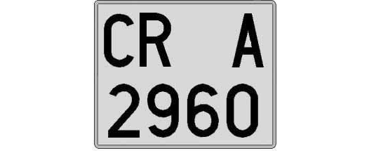 CR2960A matricula cuadrada