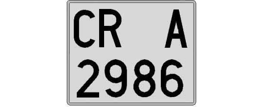 CR2986A matricula cuadrada
